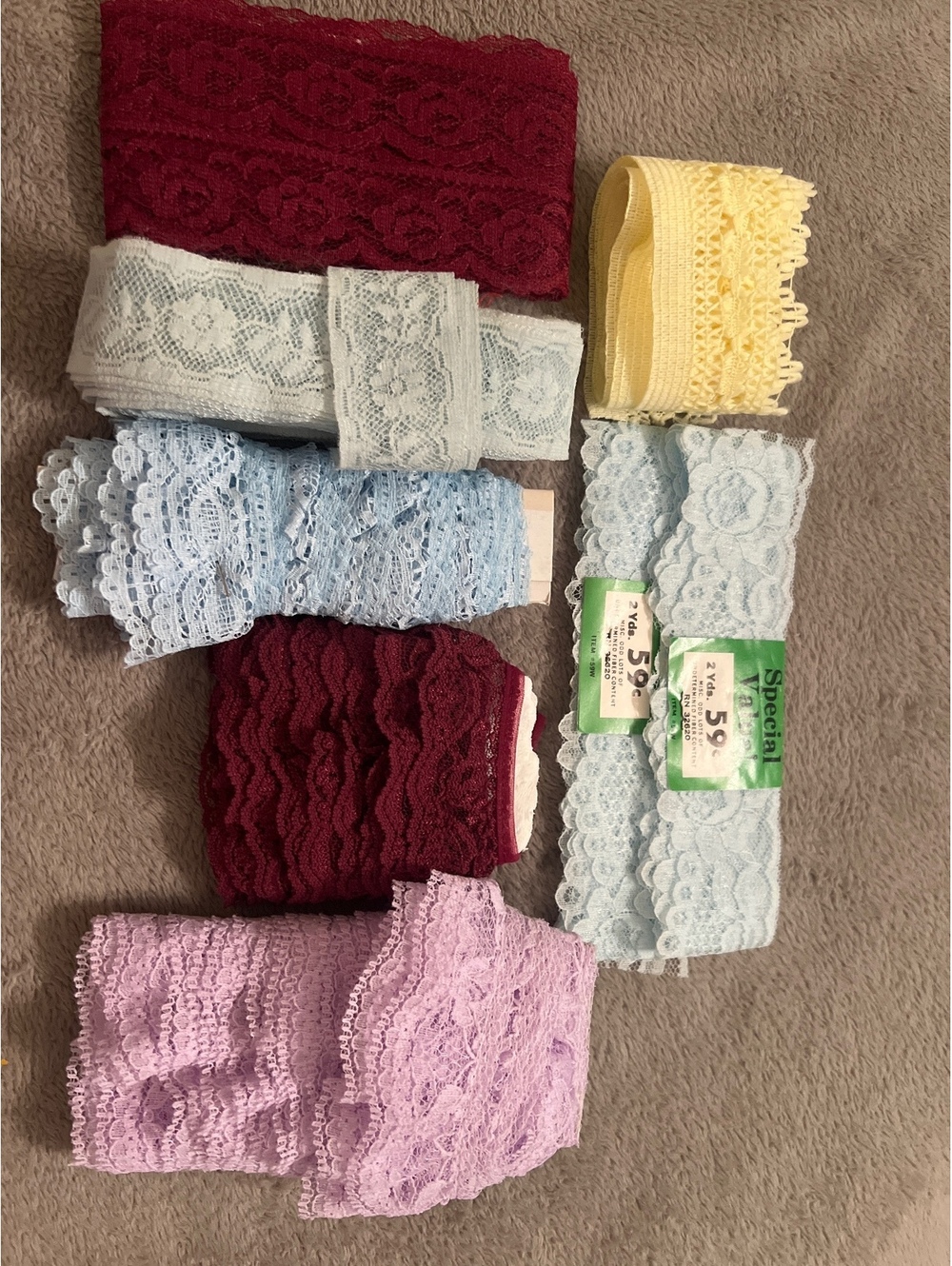 Assorted Vintage Lace Trim Collection in Multiple Colors
